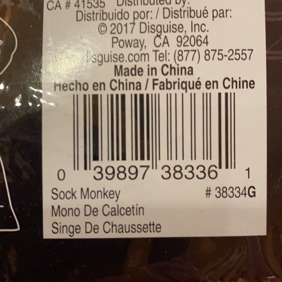 NWT Kids Sock Monkey Costume size Large 10-12 - Picture 6 of 6